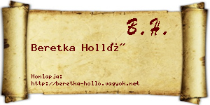 Beretka Holló névjegykártya